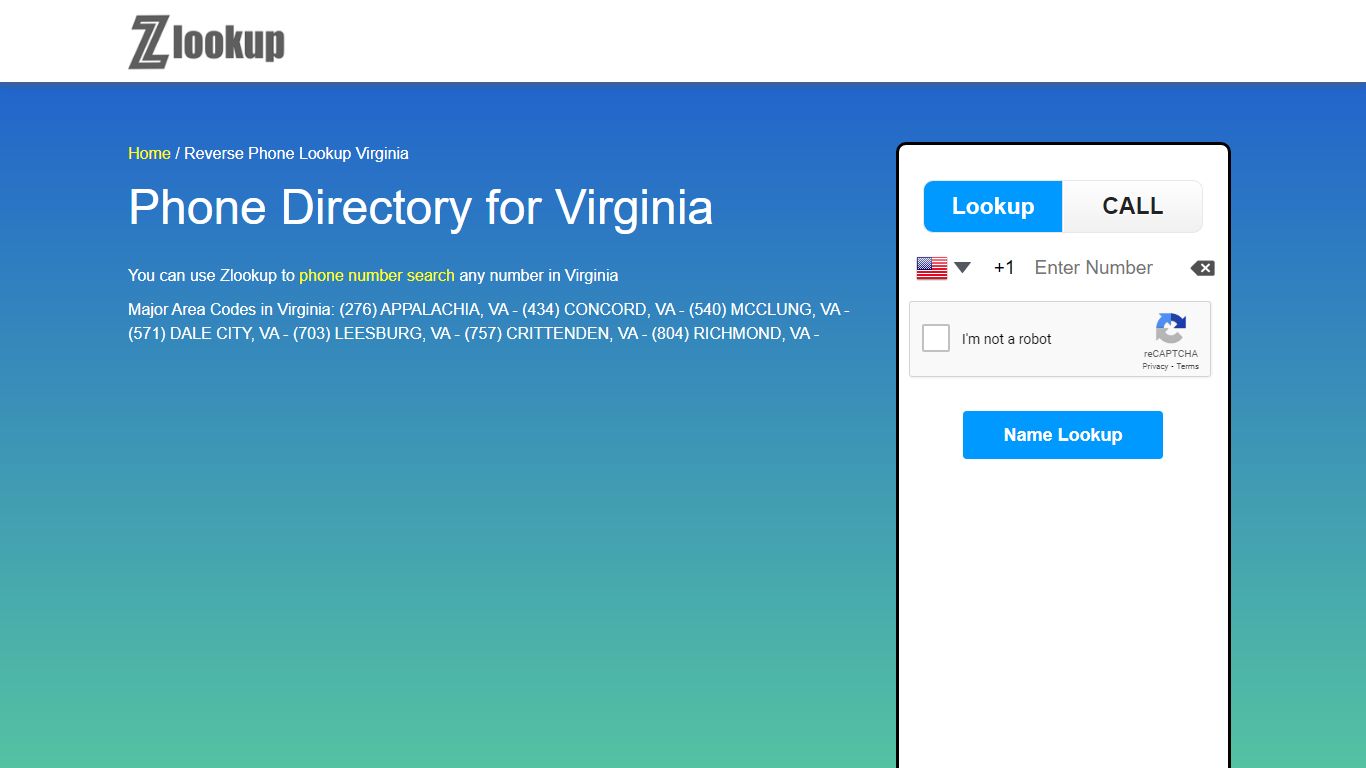 Reverse Phone Lookup Virginia | ZLOOKUP